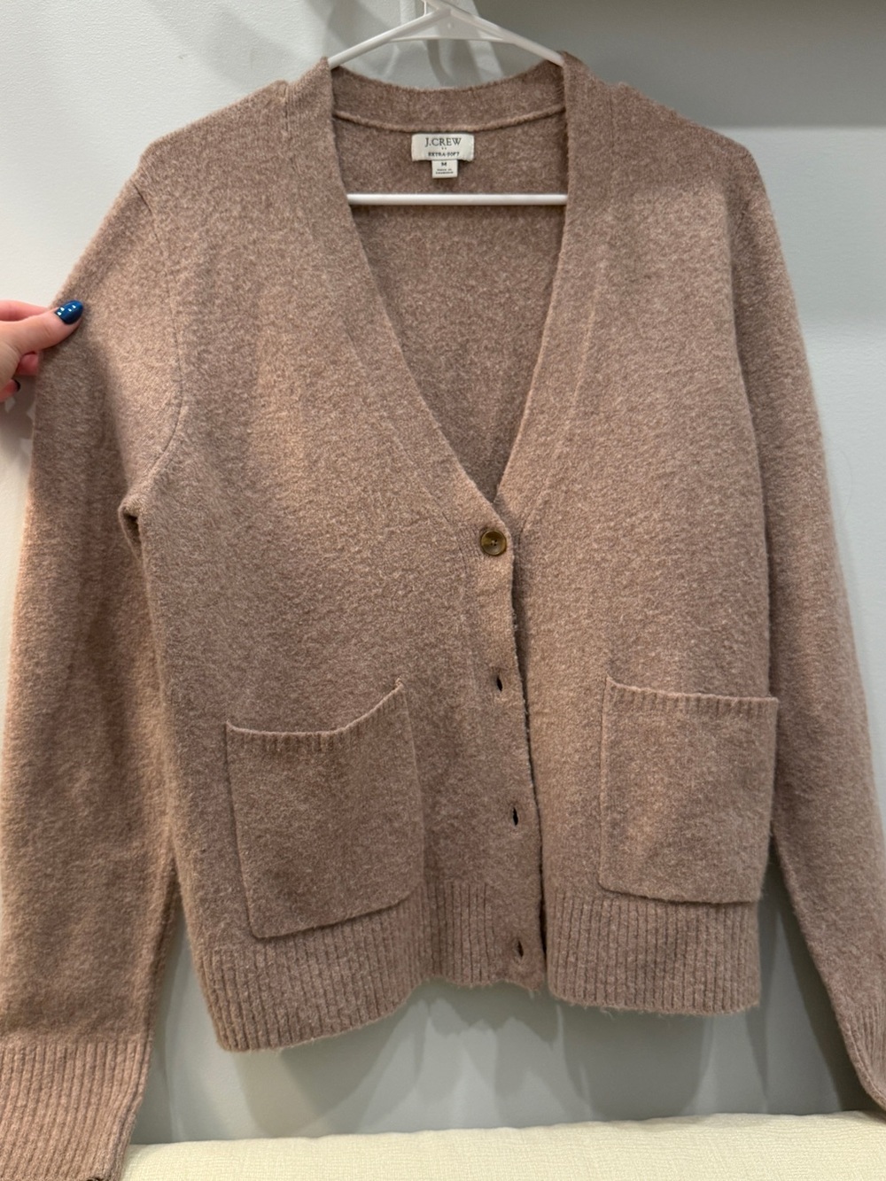 J.Crew Extra-Soft Taupe Button Front Cardigan Sweater Medium